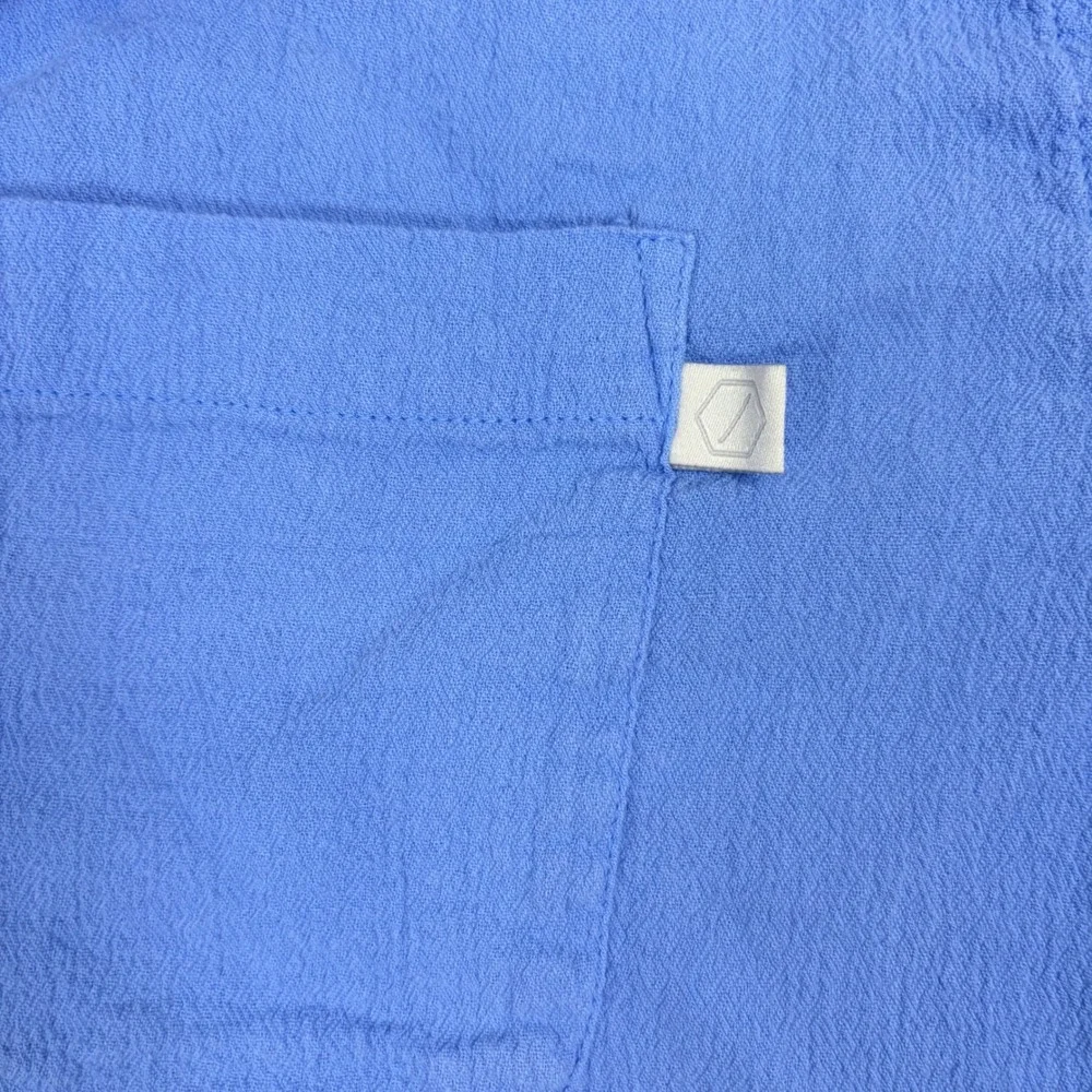 Standard Cloth Mens Small Blue Cotton Crinkle Short Sleeve Button Down Shirt